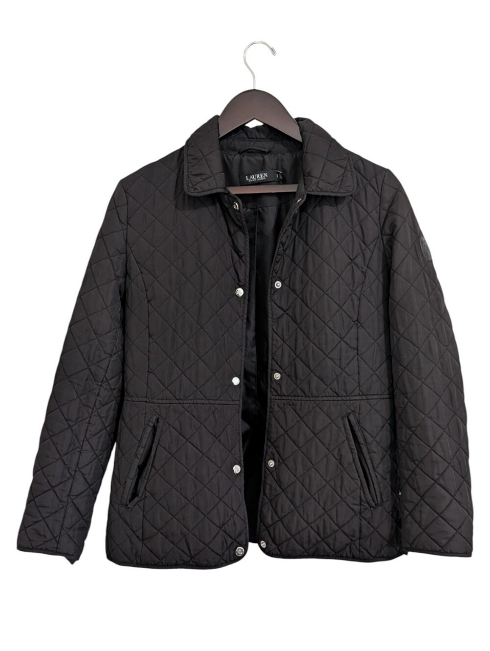 Lauren Ralph Lauren Black Diamond Quilted Snap Jacket Size S Petite - Picture 4 of 11